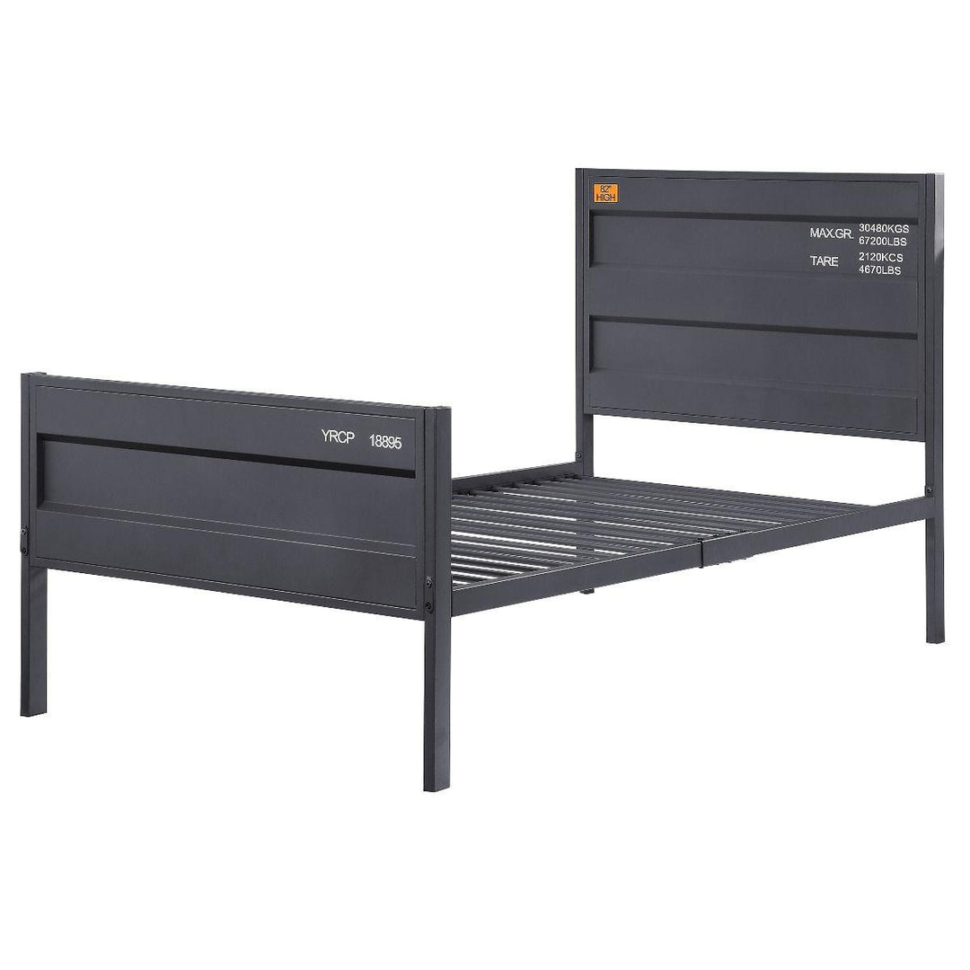 Metal frame bed with cargo container style - Antique Gunmetal - Twin