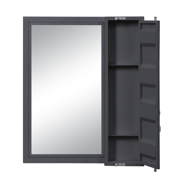Contemporary Metal mirror with 1 door storage - Antique Gunmetal