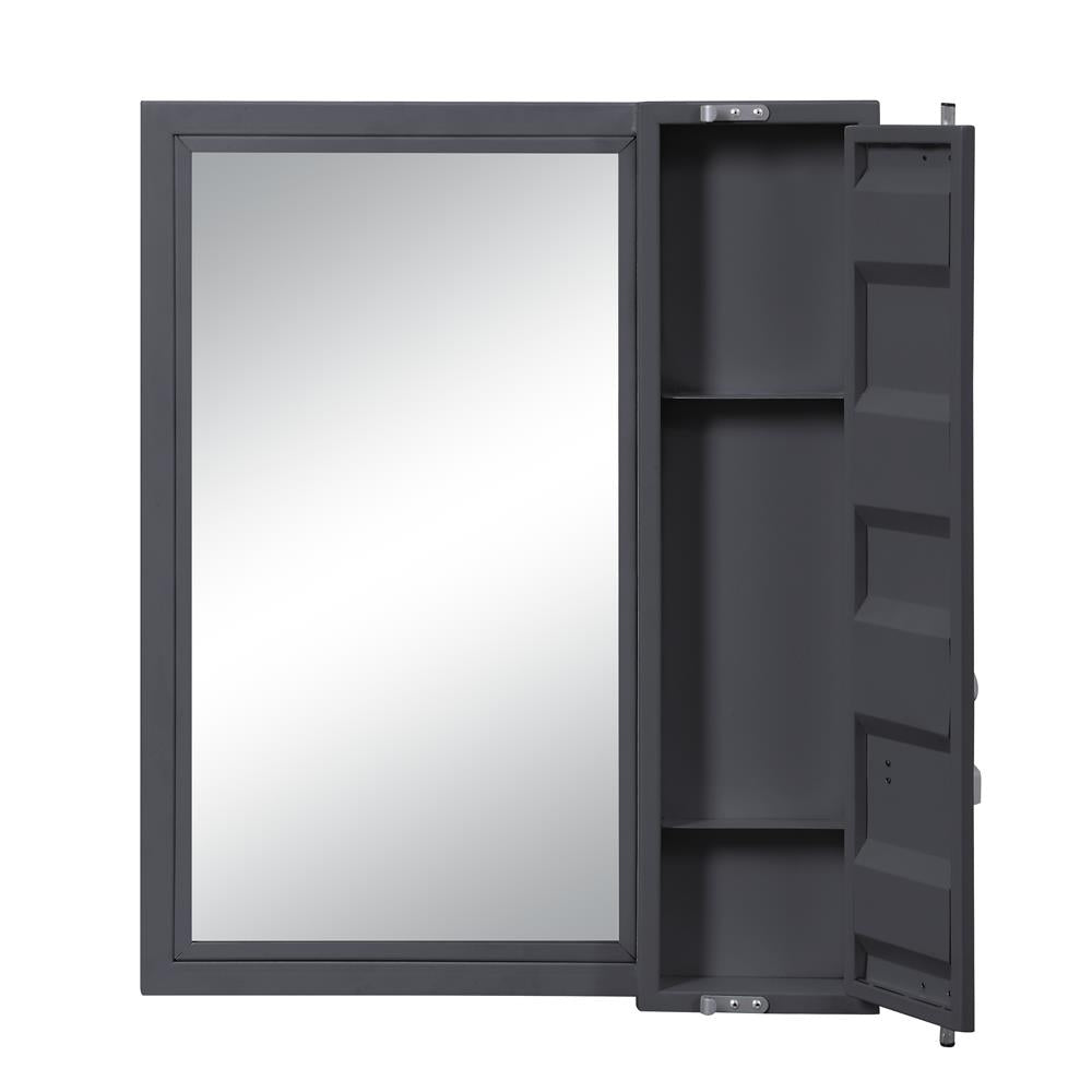 Contemporary Metal mirror with 1 door storage - Antique Gunmetal
