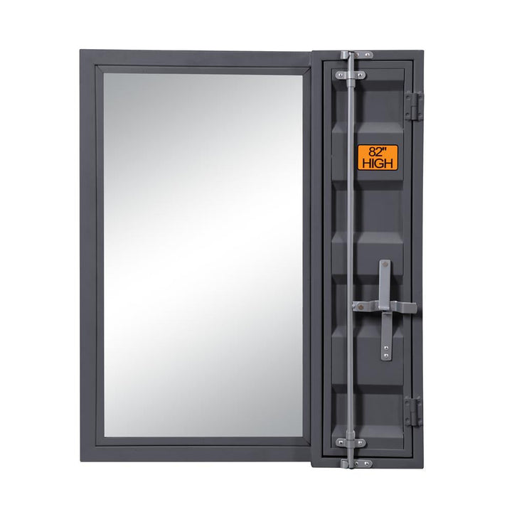 Cargo Vanity Mirror with Full-Length Door and Storage Compartment - White - Antique Gunmetal