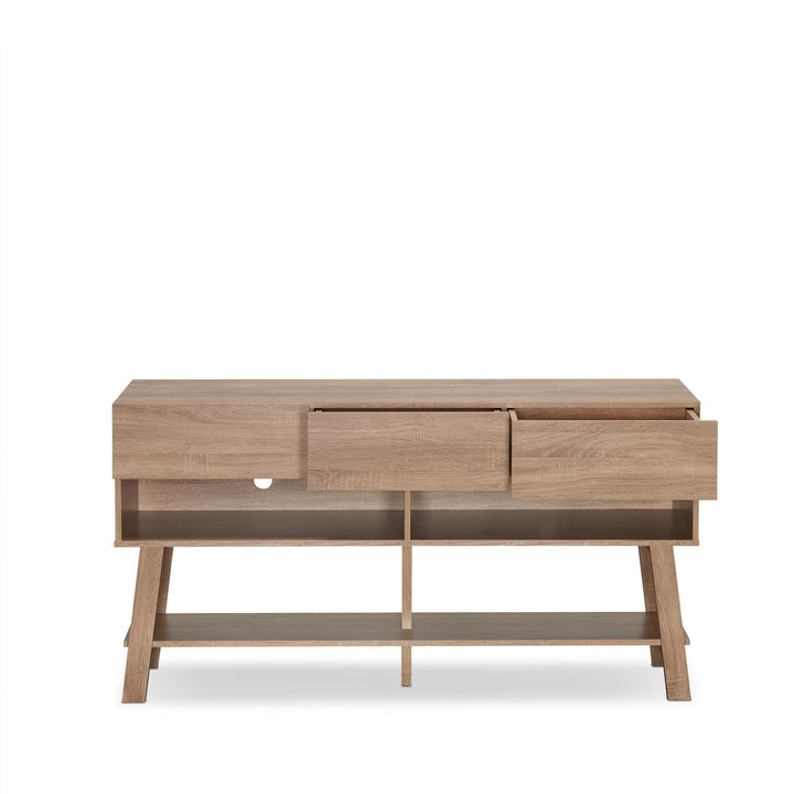 Wooden Tv Stand with 3 Drawers for living room - Rustic Natural