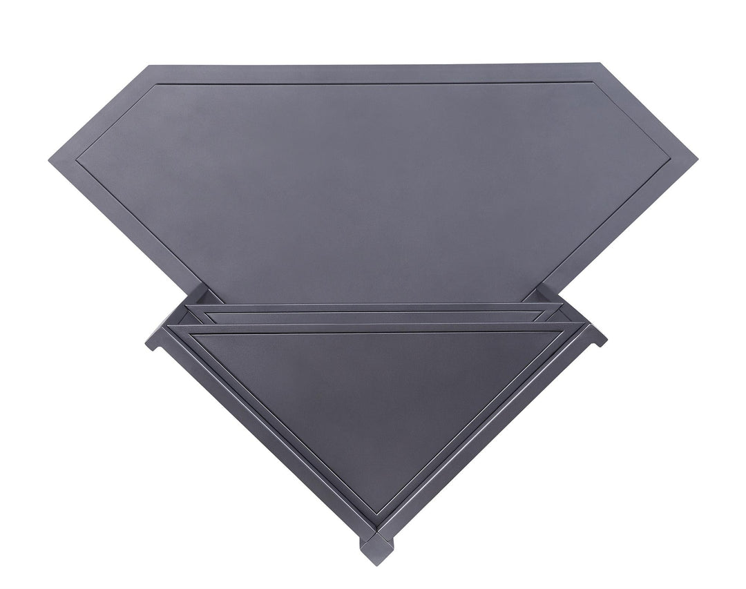 Corner Writing Desk with USB Port and Keyboard Tray - Antique Gunmetal