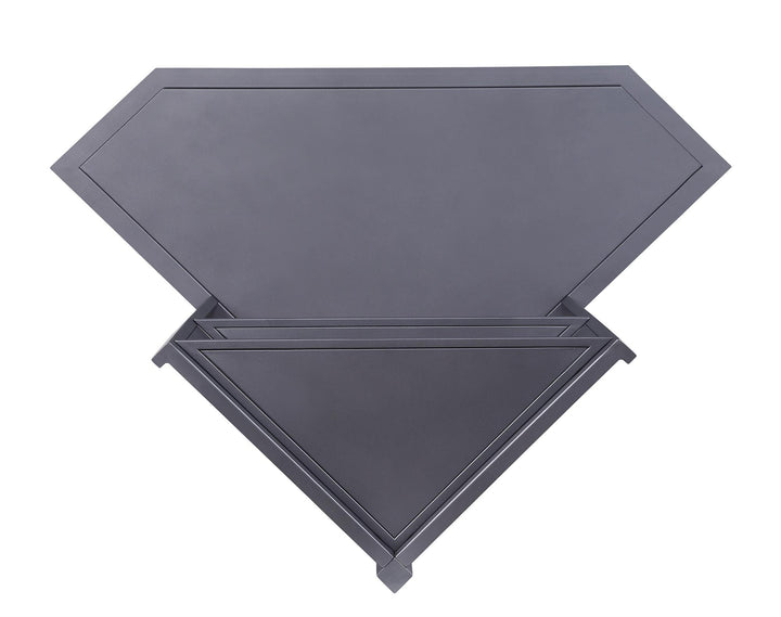 Corner Writing Desk with USB Port and Keyboard Tray - Antique Gunmetal