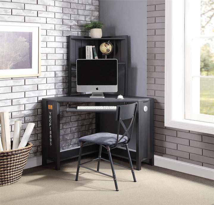 Metal Corner Writing Desk - Antique Gunmetal