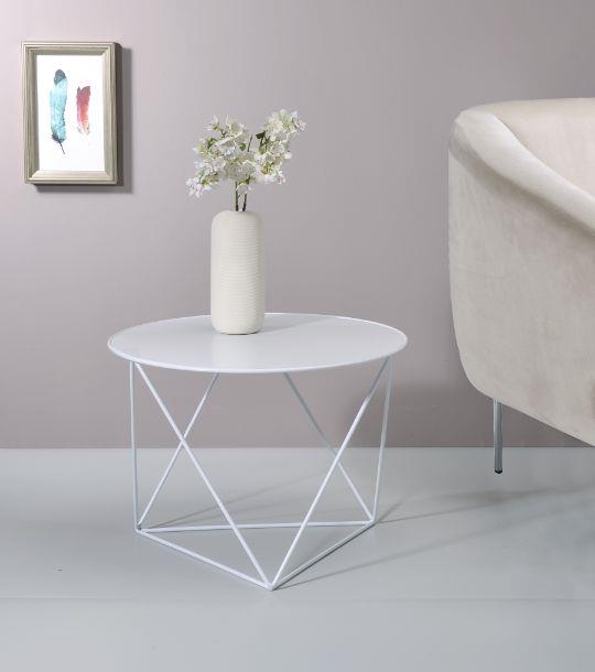 Elegant Epidia accent table with a circular design -  White