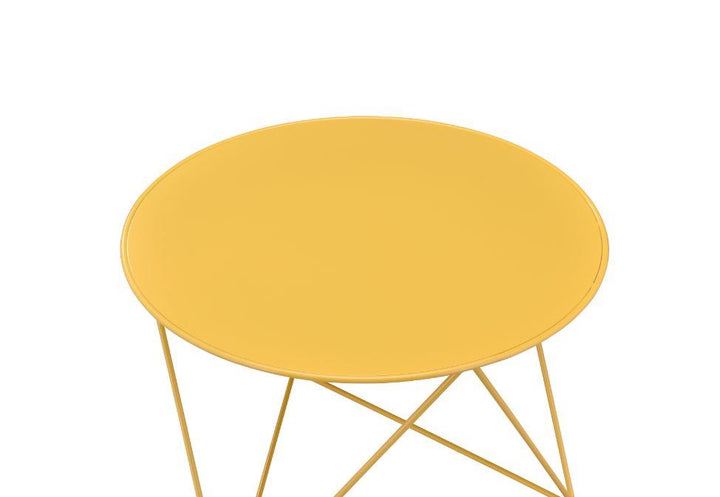 Epidia round top accent table for modern decor -  Yellow