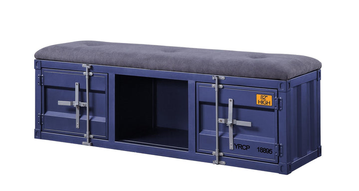 cargo bench with padded seat and open compartments - Blue