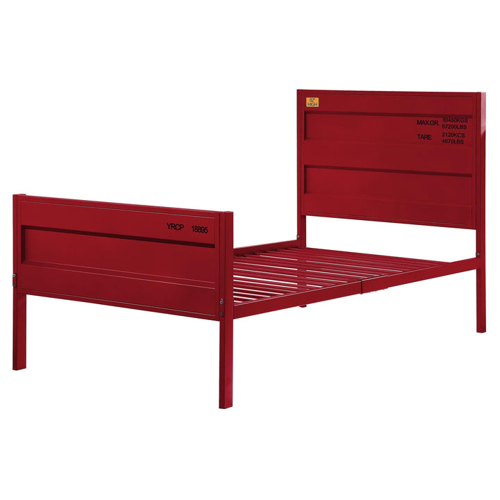Metal frame bed with cargo container style - Red - Twin