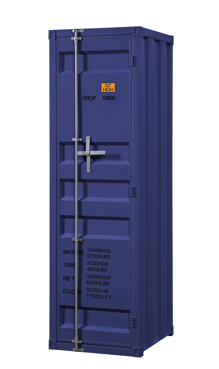contemporary metal cargo wardrobe with shelf and hanging rod - Blue