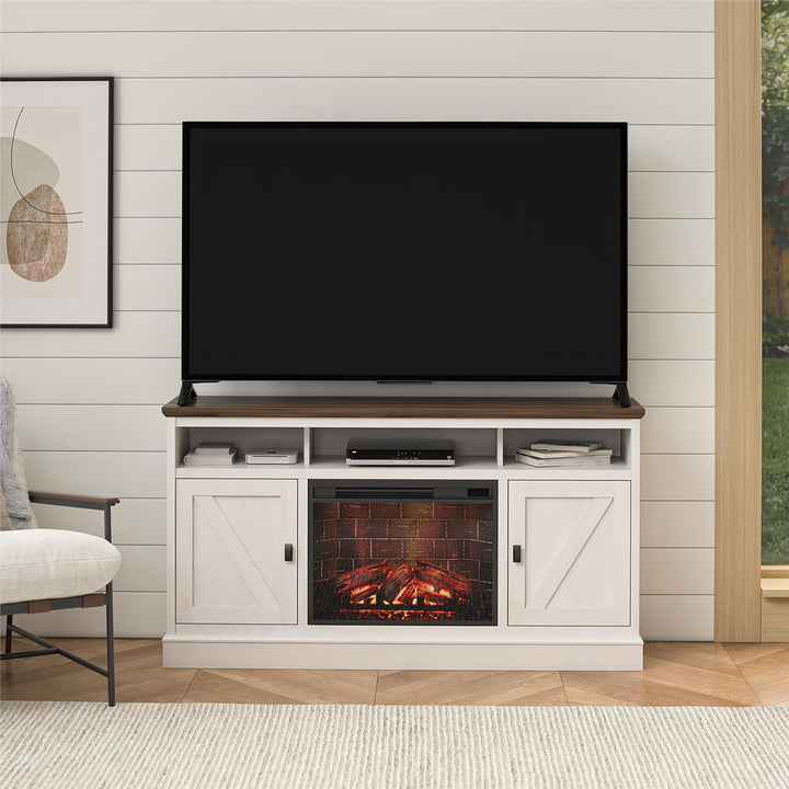 Ashton Lane Electric Fireplace TV Stand with Remote for TVs up to 65'' - Magnolia Oak