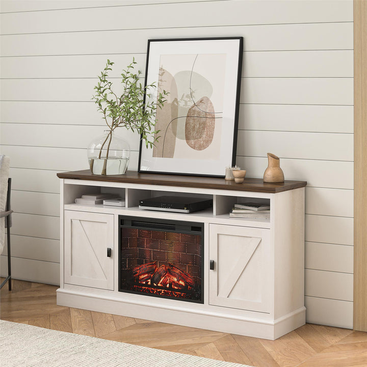Ashton Lane Electric Fireplace TV Stand with Remote for TVs up to 65'' - Magnolia Oak