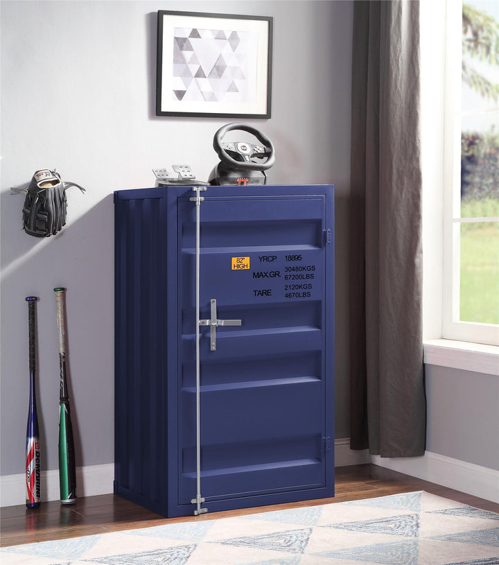 Cargo metal chest with 5 storage and 4 metal shelves - Blue