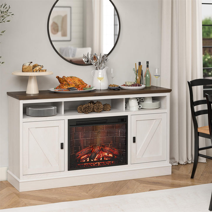 Ashton Lane Electric Fireplace TV Stand with Remote for TVs up to 65'' - Magnolia Oak