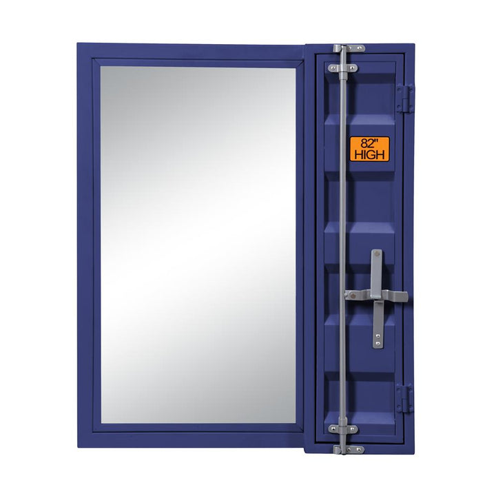 Cargo Vanity Mirror with Full-Length Door and Storage Compartment - White - Blue