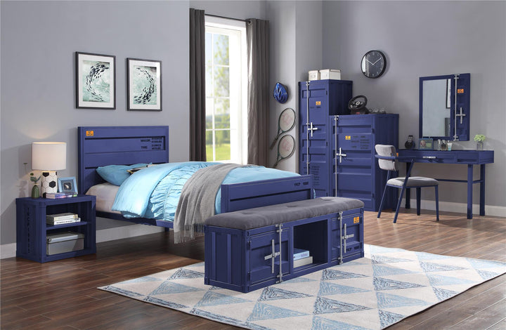 Vanity Mirror with Door and Storage Compartment - Blue