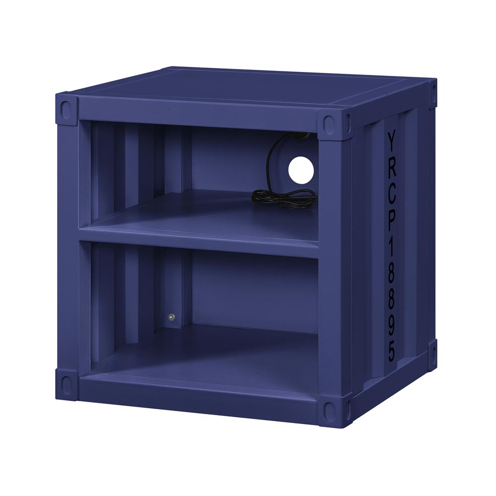 Metal frame nightstand with 2 shelves - Blue