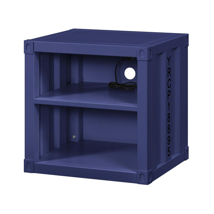 Metal frame nightstand with 2 shelves - Blue