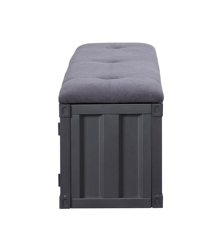 Cargo Metal Bench with Padded Seat and Storage - Antique Gunmetal