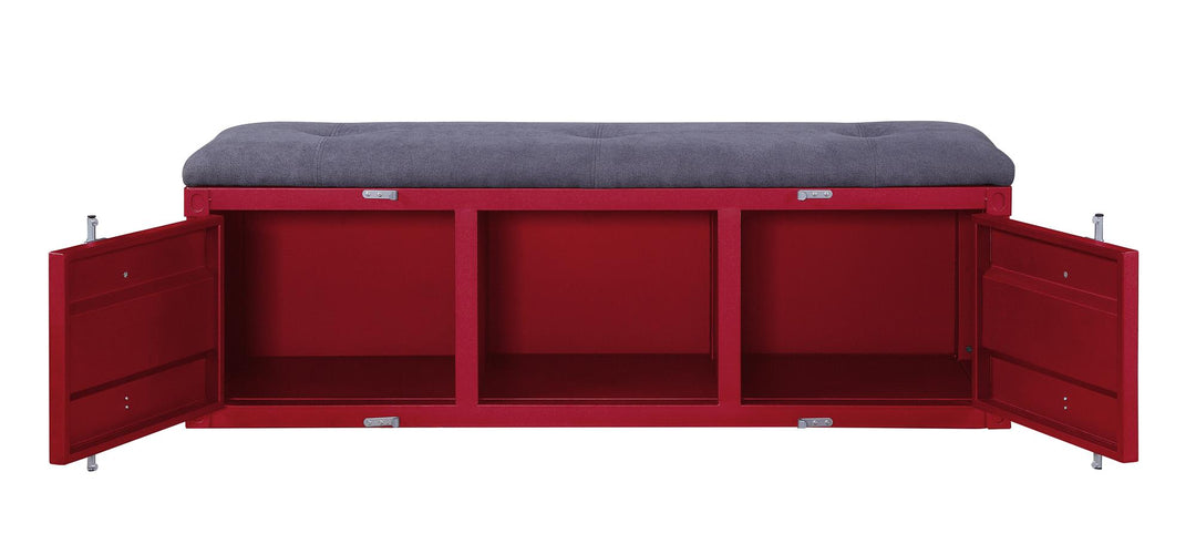 Cargo metal bench with 2 metal doors - Red