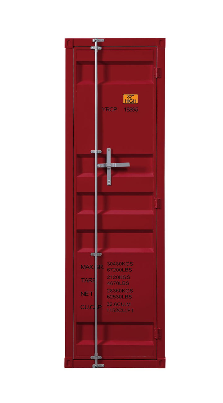 Cargo Wardrobe with a Metal Shelf and Hanging Clothes Rod - Red