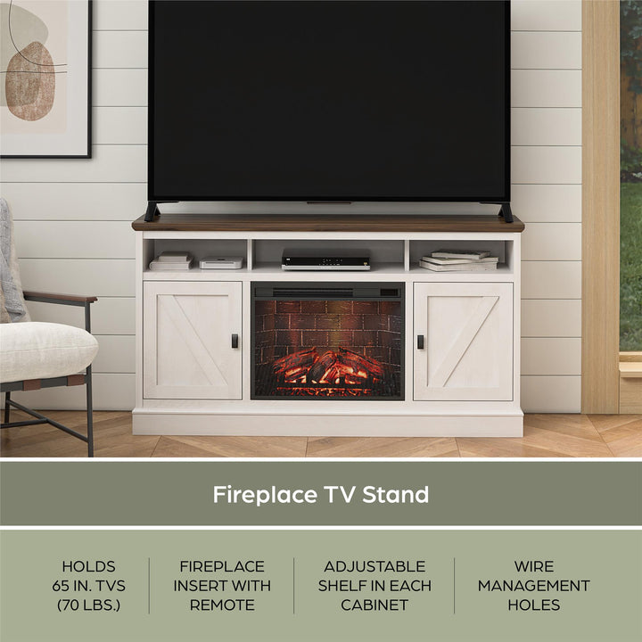Ashton Lane Electric Fireplace TV Stand with Remote for TVs up to 65'' - Magnolia Oak