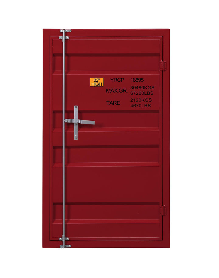 Cargo Metal Chest with 5 Storage Compartments and 4 Metal Shelves - Red