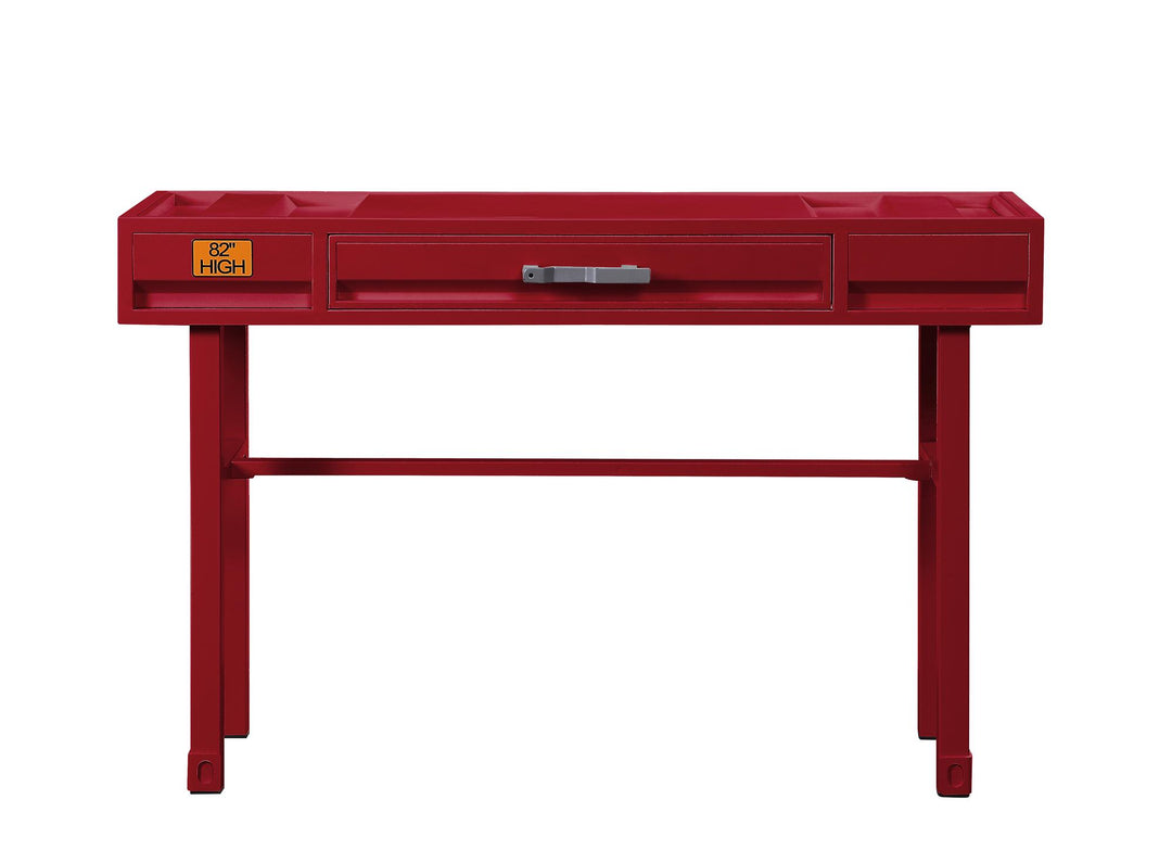 Metal Frame Vanity desk with storage drawer  - Red
