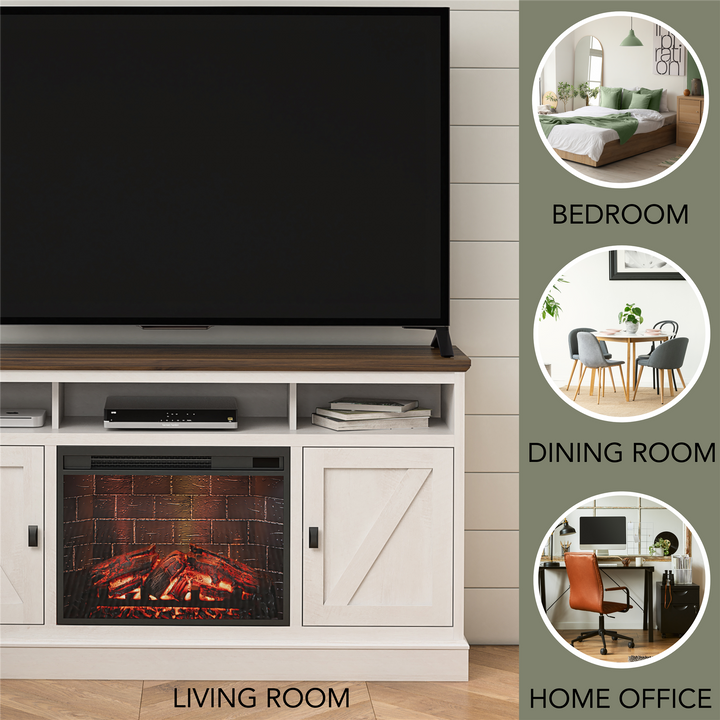 Ashton Lane Electric Fireplace TV Stand with Remote for TVs up to 65'' - Magnolia Oak