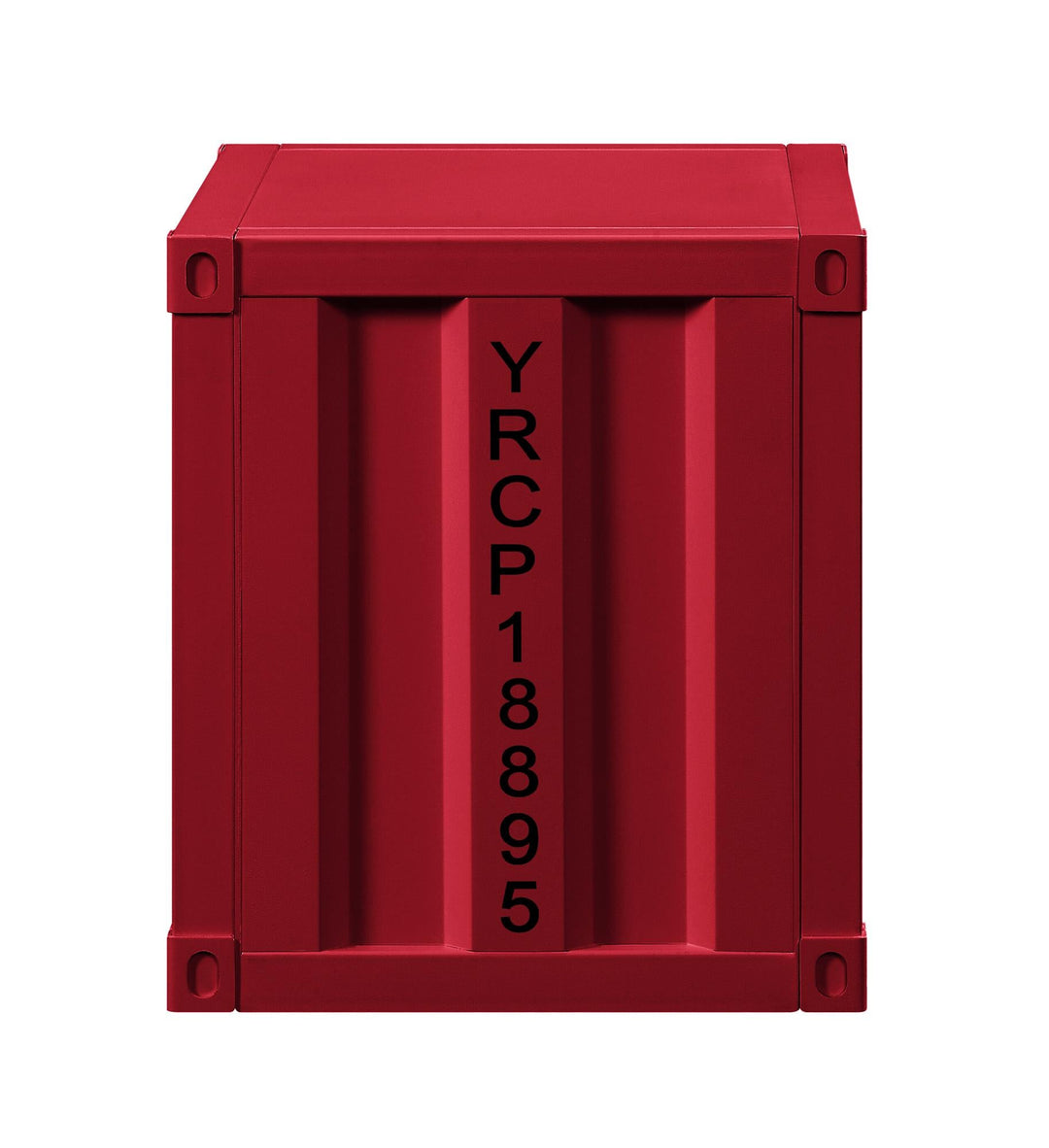 Metal frame nightstand with 2 shelves - Red