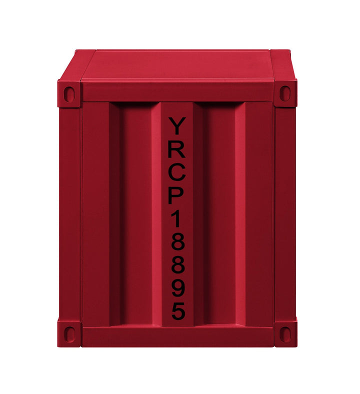 Metal frame nightstand with 2 shelves - Red