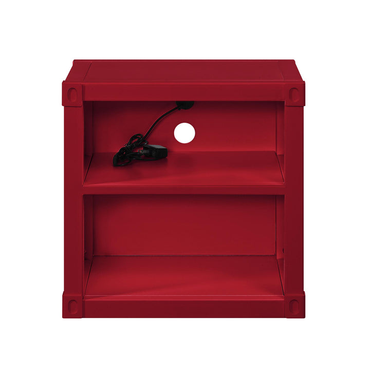 Cargo Metal Nightstand with USB Port - Red