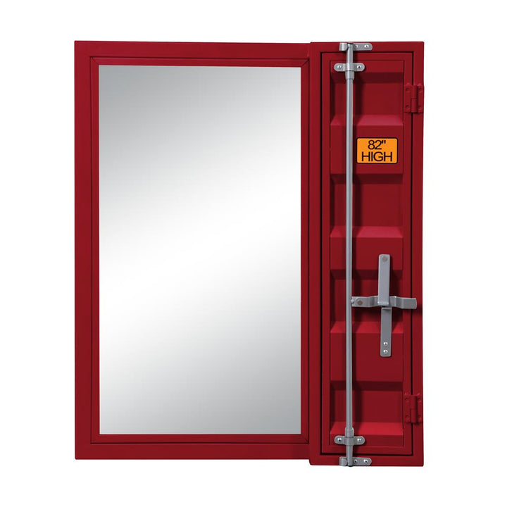 Cargo Vanity Mirror with Full-Length Door and Storage Compartment - White - Red
