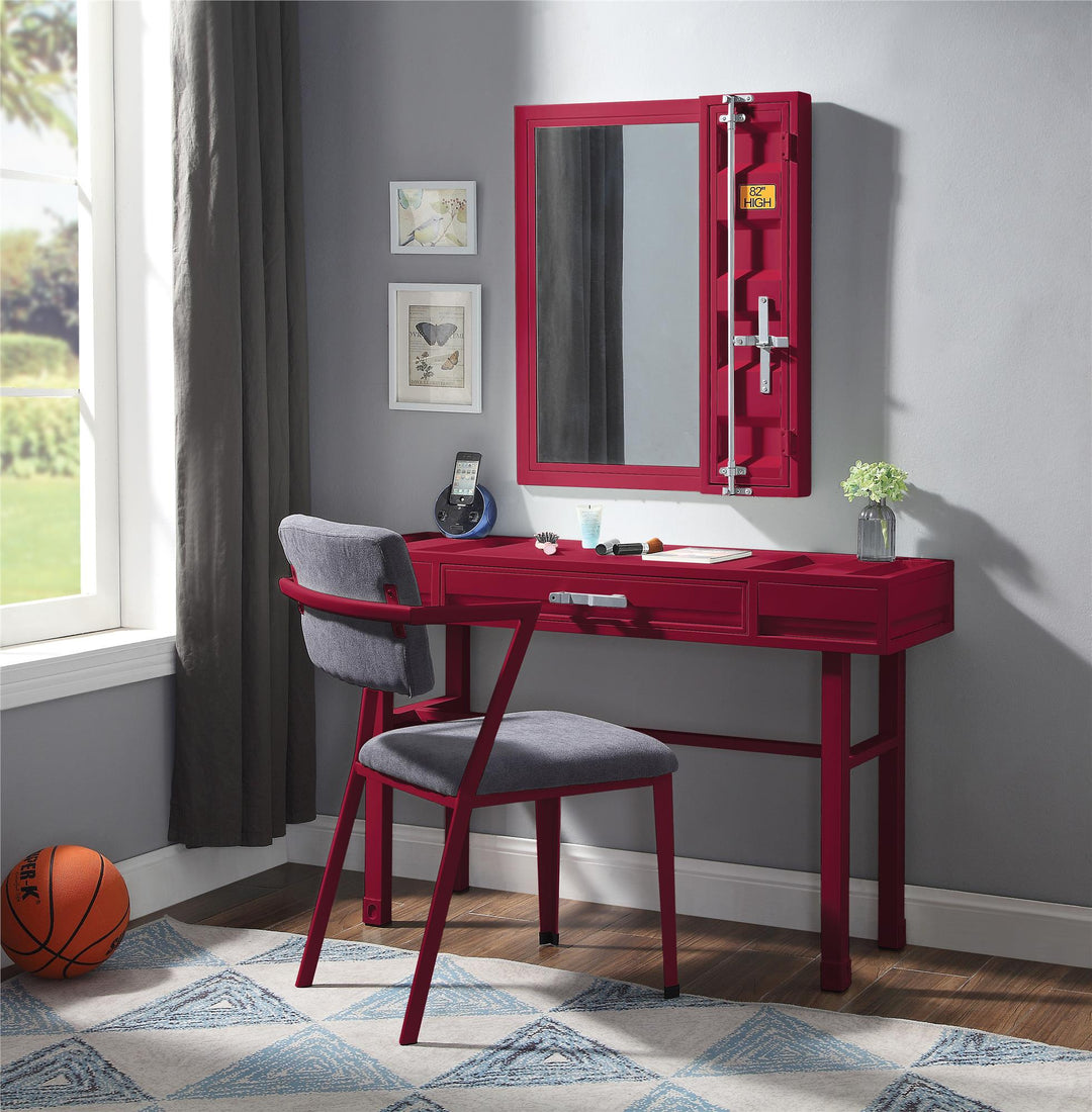 Vanity Mirror with Door and Storage Compartment - Red