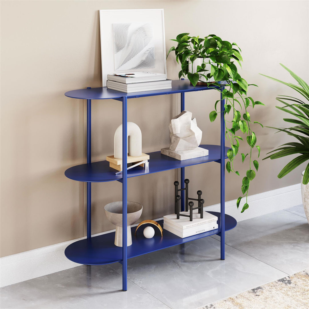 Oval Console Table with Steel Frame - Blue