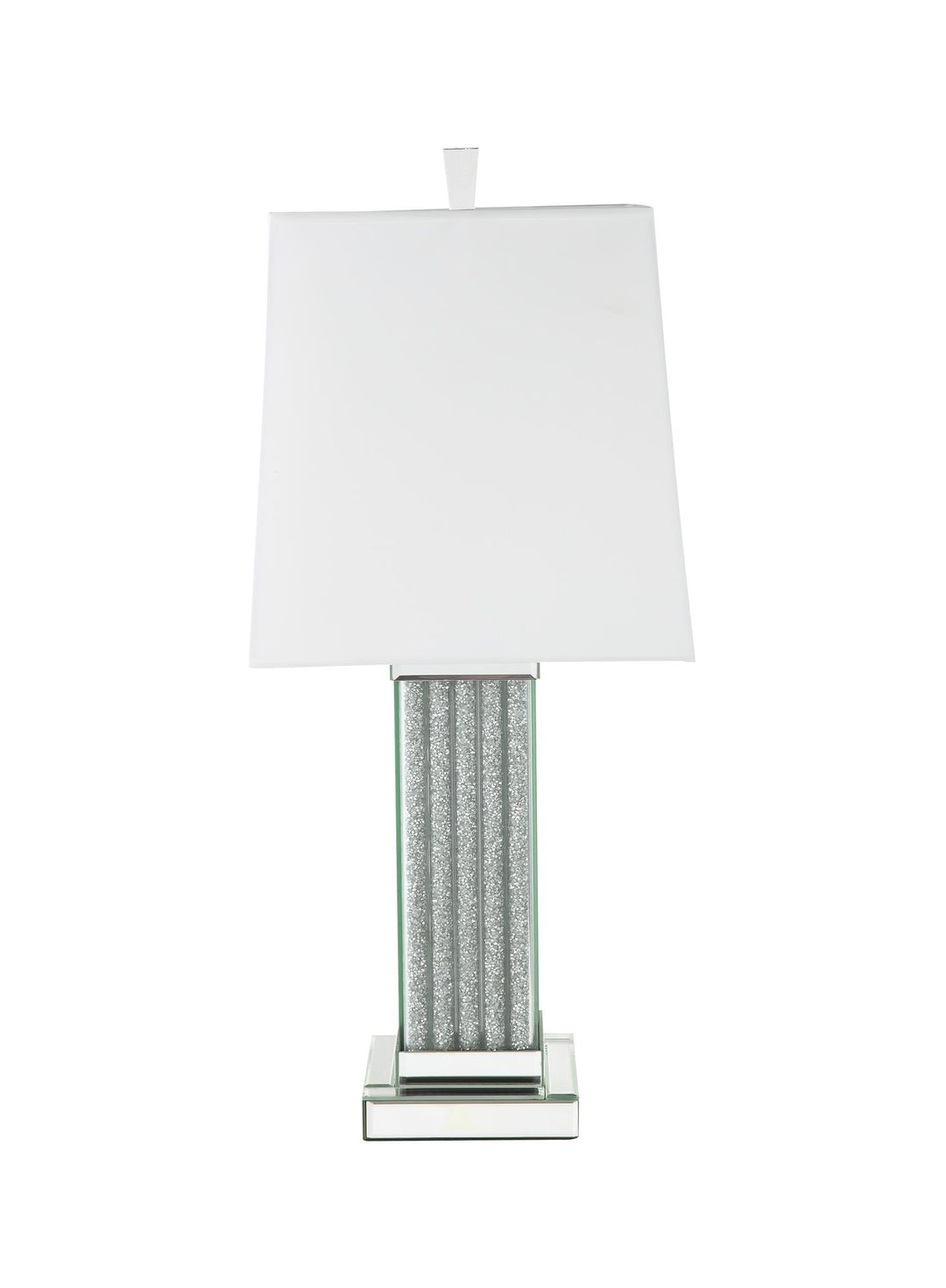 Noralie Glam Table Lamp with Vertical Faux Crystal Inlay Base - Chrome