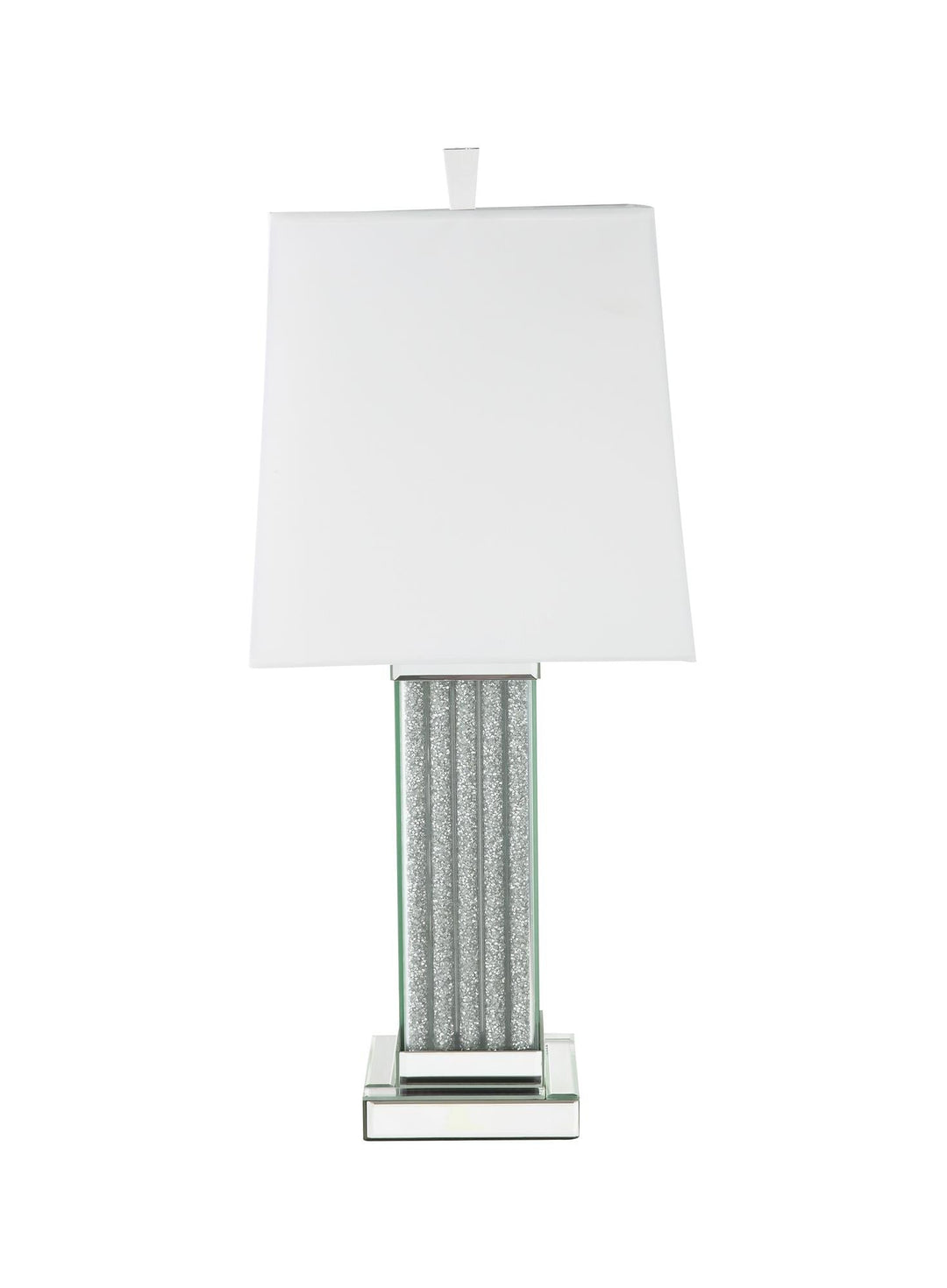 Noralie Glam Table Lamp with Vertical Faux Crystal Inlay Base - Chrome