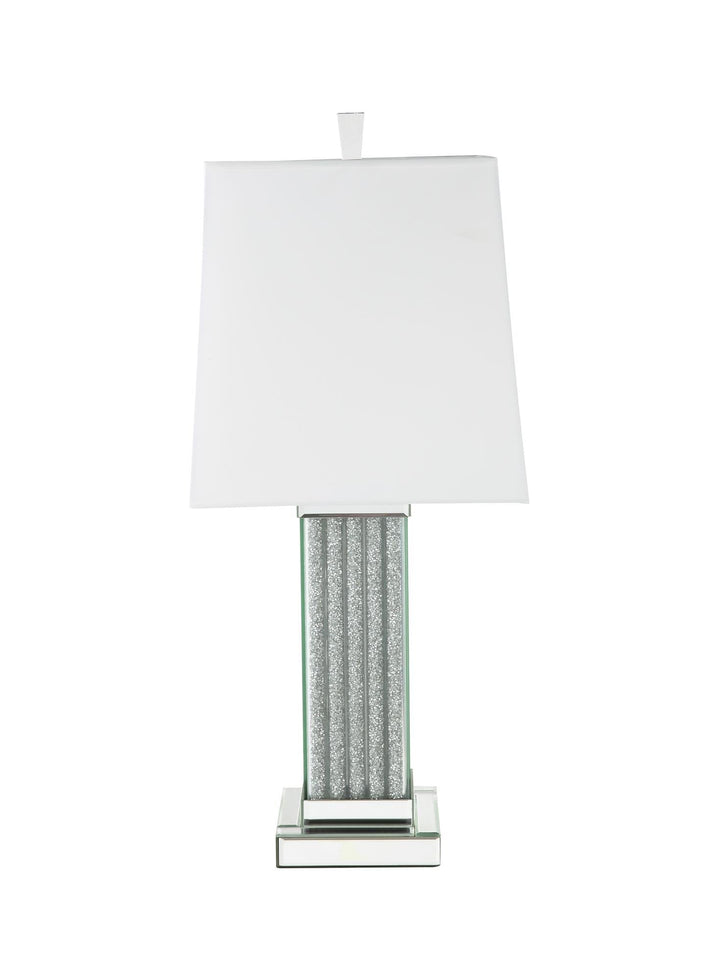 Noralie Glam Table Lamp with Vertical Faux Crystal Inlay Base - Chrome