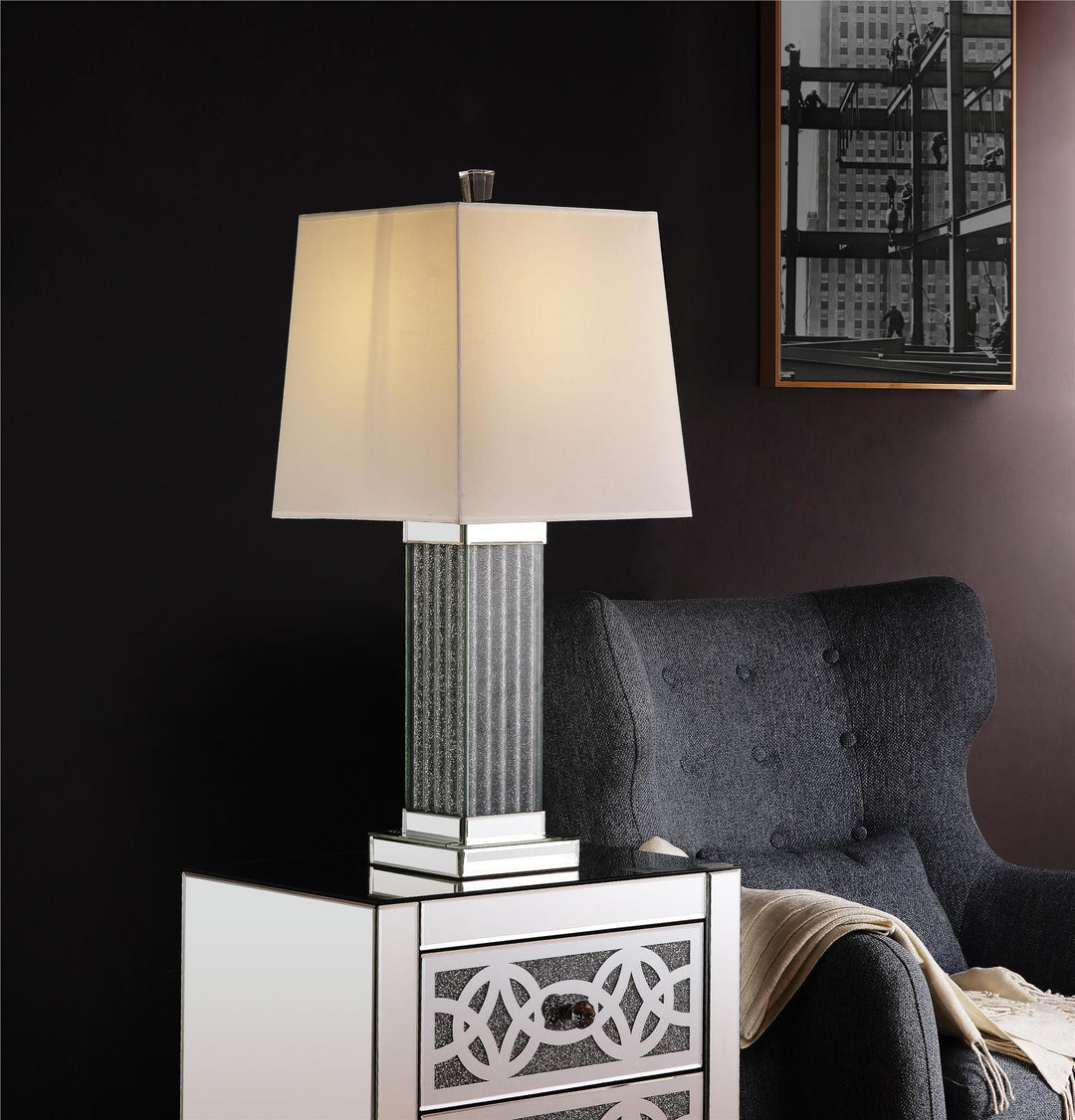 Vertical Faux Crystal Inlay Base Table Lamp - Chrome