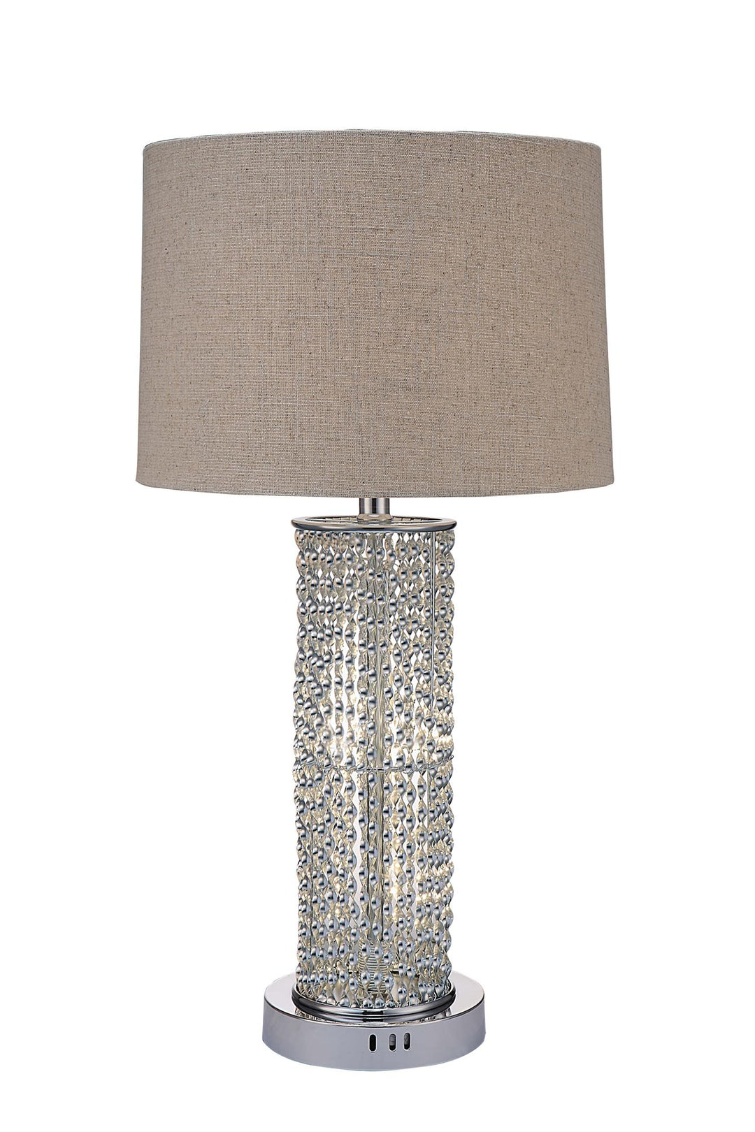 Britt Table Lamp with Twisted Metal Base and 4-Way Rotary Switch - Chrome