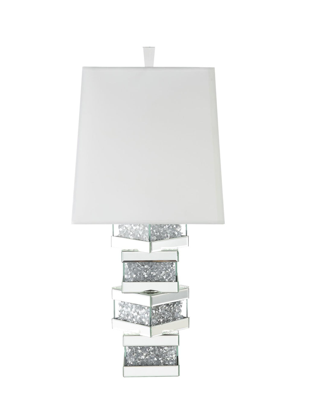 Noralie Glam Table Lamp with Decorative Layered Faux Crystal Inlay Base - Chrome