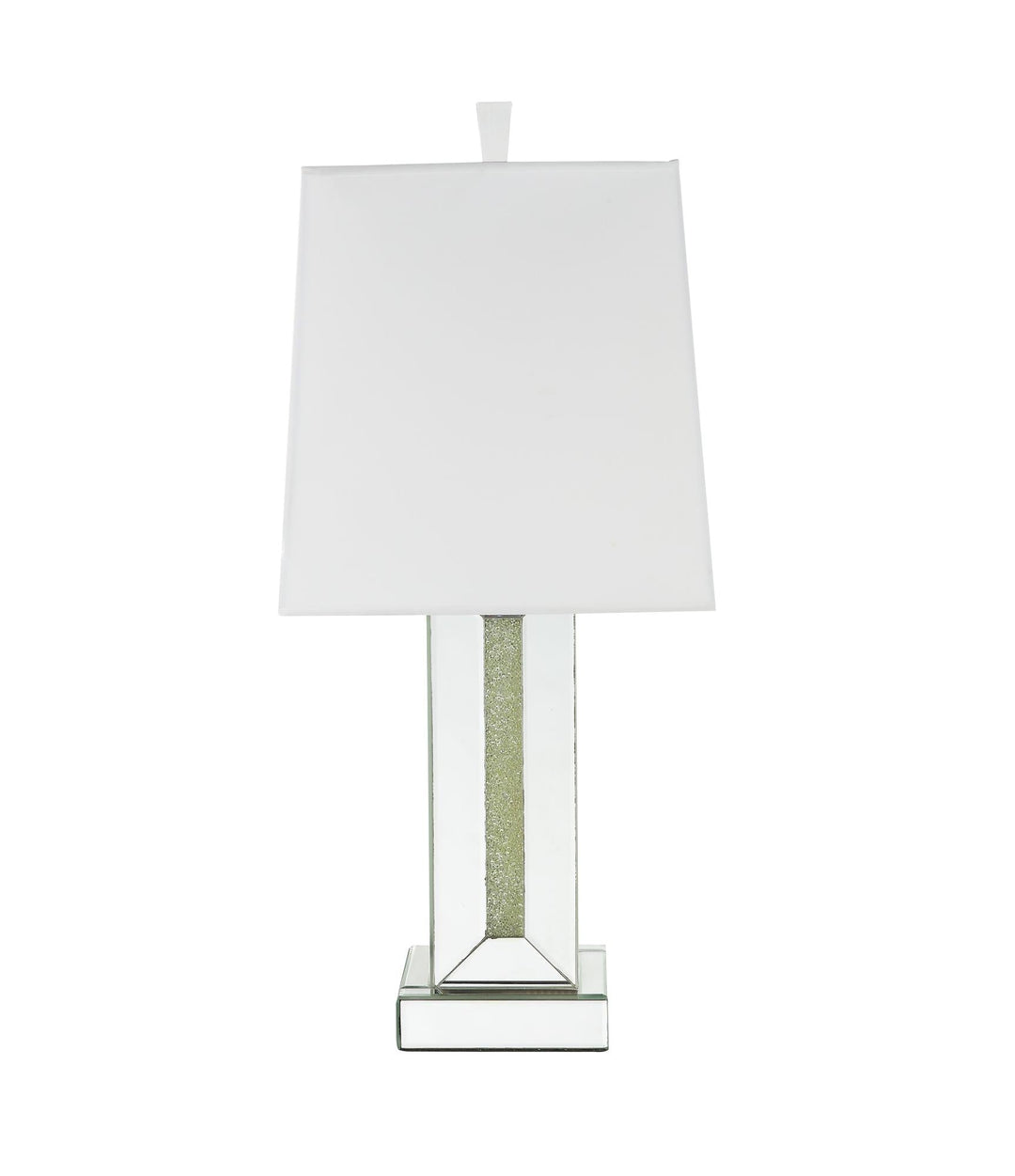 Noralie Glam Table Lamp with Rectangular Faux Crystal Inlay Base - Chrome