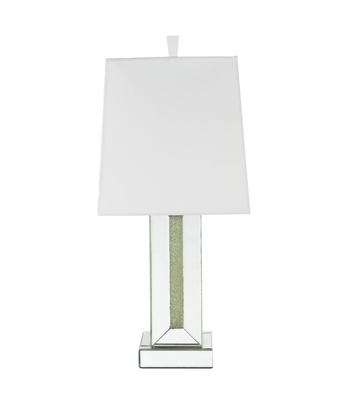 Noralie Glam Table Lamp with Rectangular Faux Crystal Inlay Base - Chrome