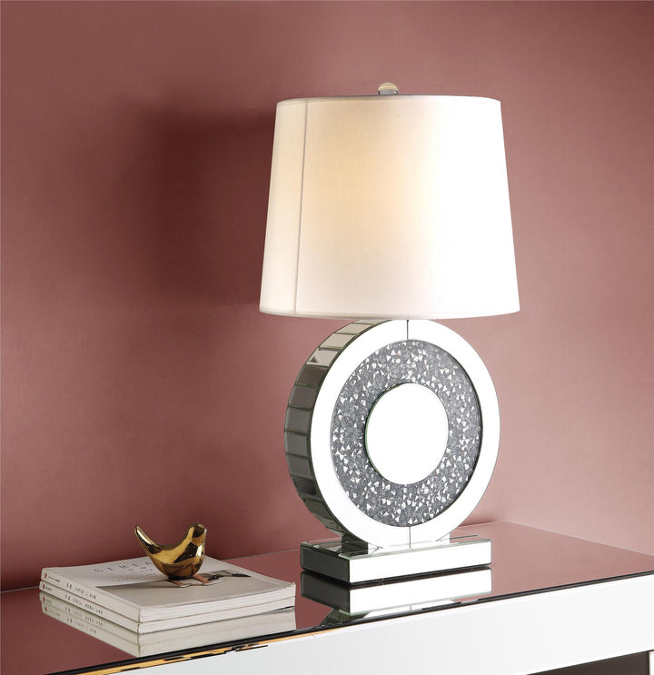 Decorative Round Faux Crystal Inlay Base table lamp - Chrome