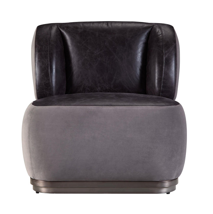 Decapree Leather and Velvet Accent Chair  -  N/A