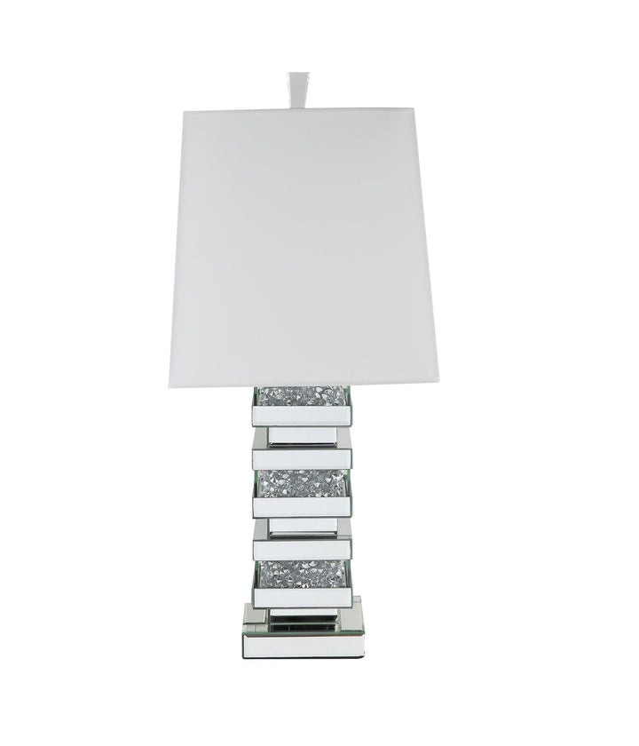 Noralie Glam Table Lamp with Decorative Faux Crystal Inlay Base - Chrome