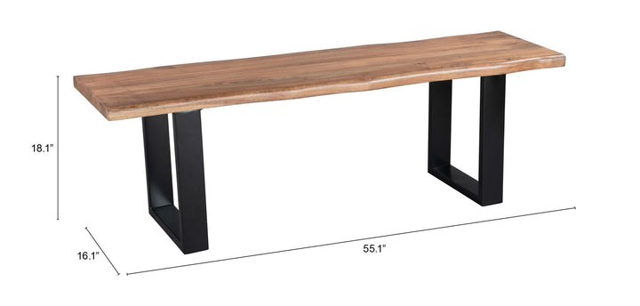 Wooden Bench with steel legs - Black