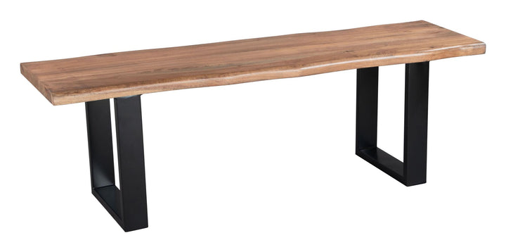 Modern wooden Bench with metal base - Black