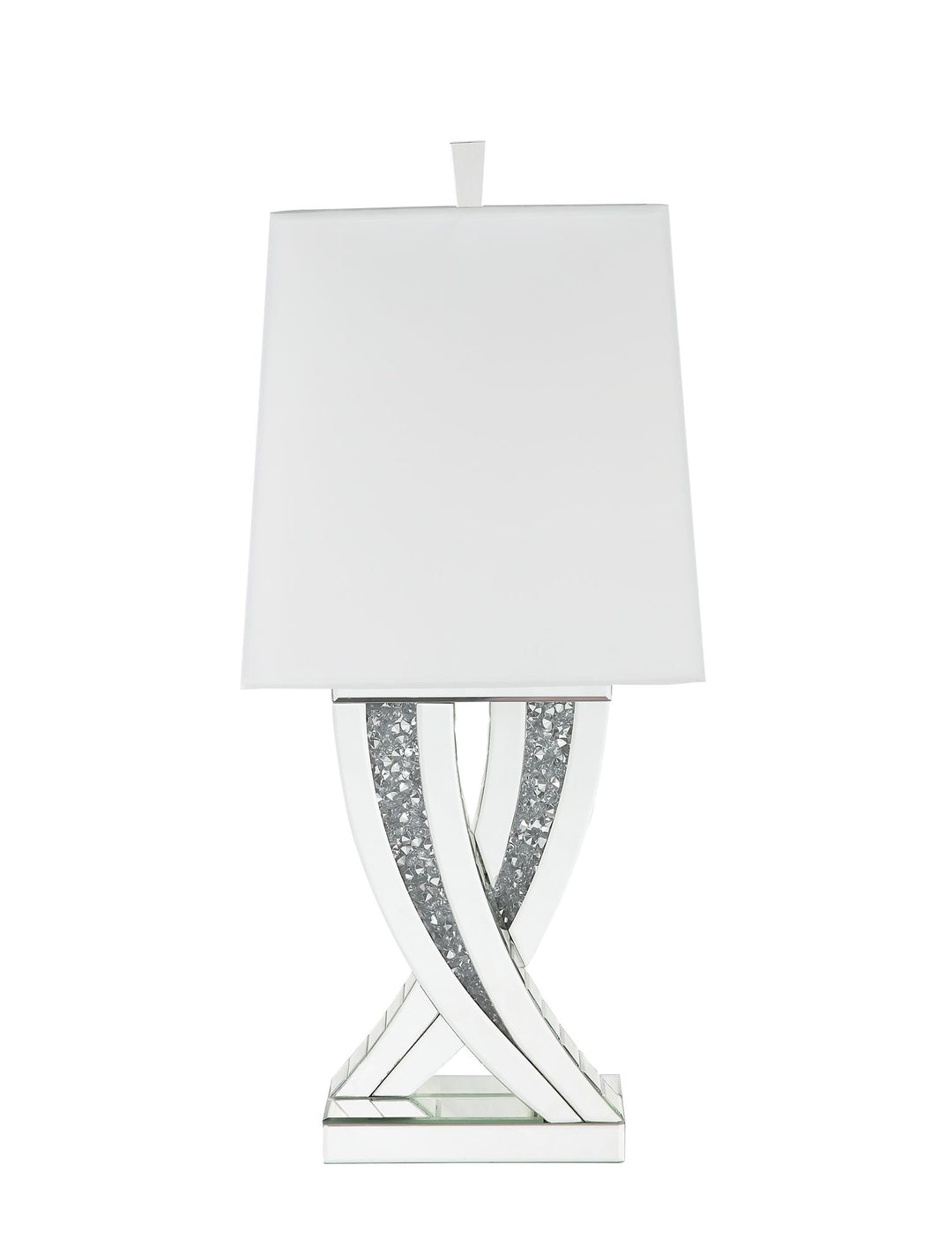 Noralie Glam Table Lamp with Crossed Faux Crystal Inlay Base - Chrome