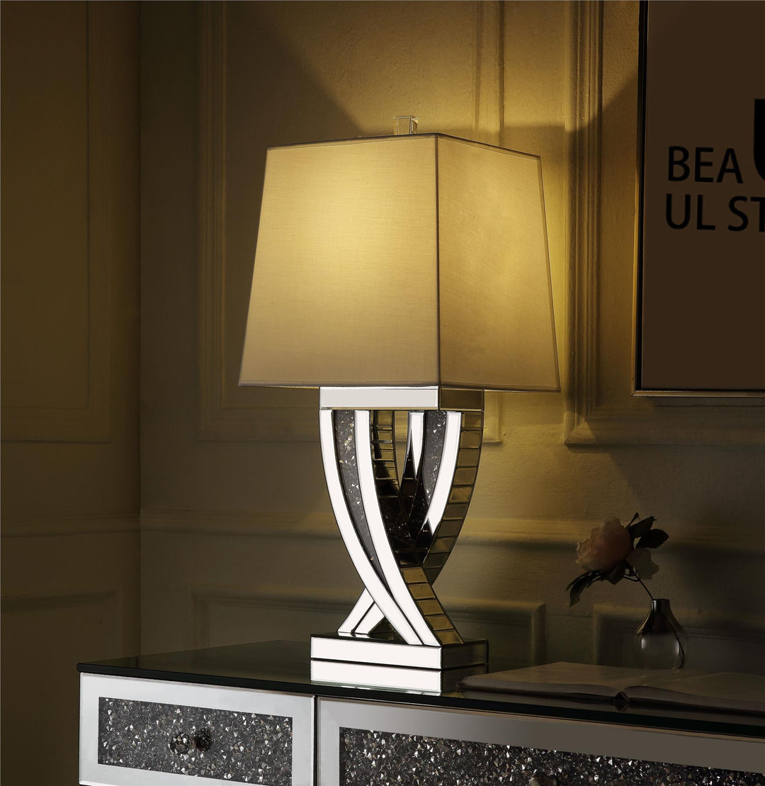 Crossed Faux Crystal Inlay Base table lamp - Chrome