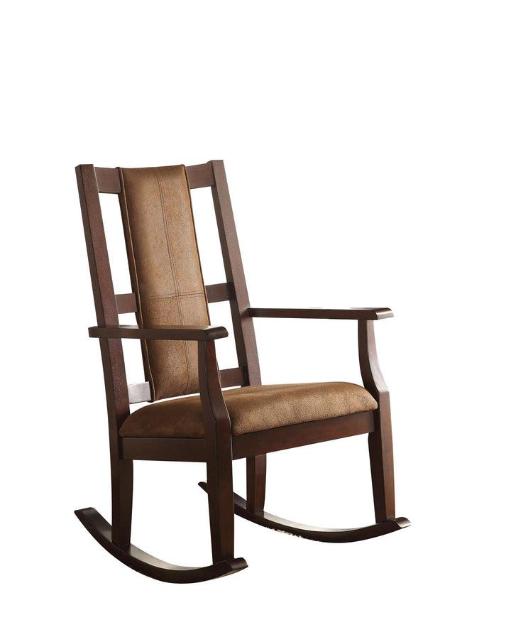 Butsea Wooden Rocking Chair with Padded Seat and Tall Chair Back - Brown